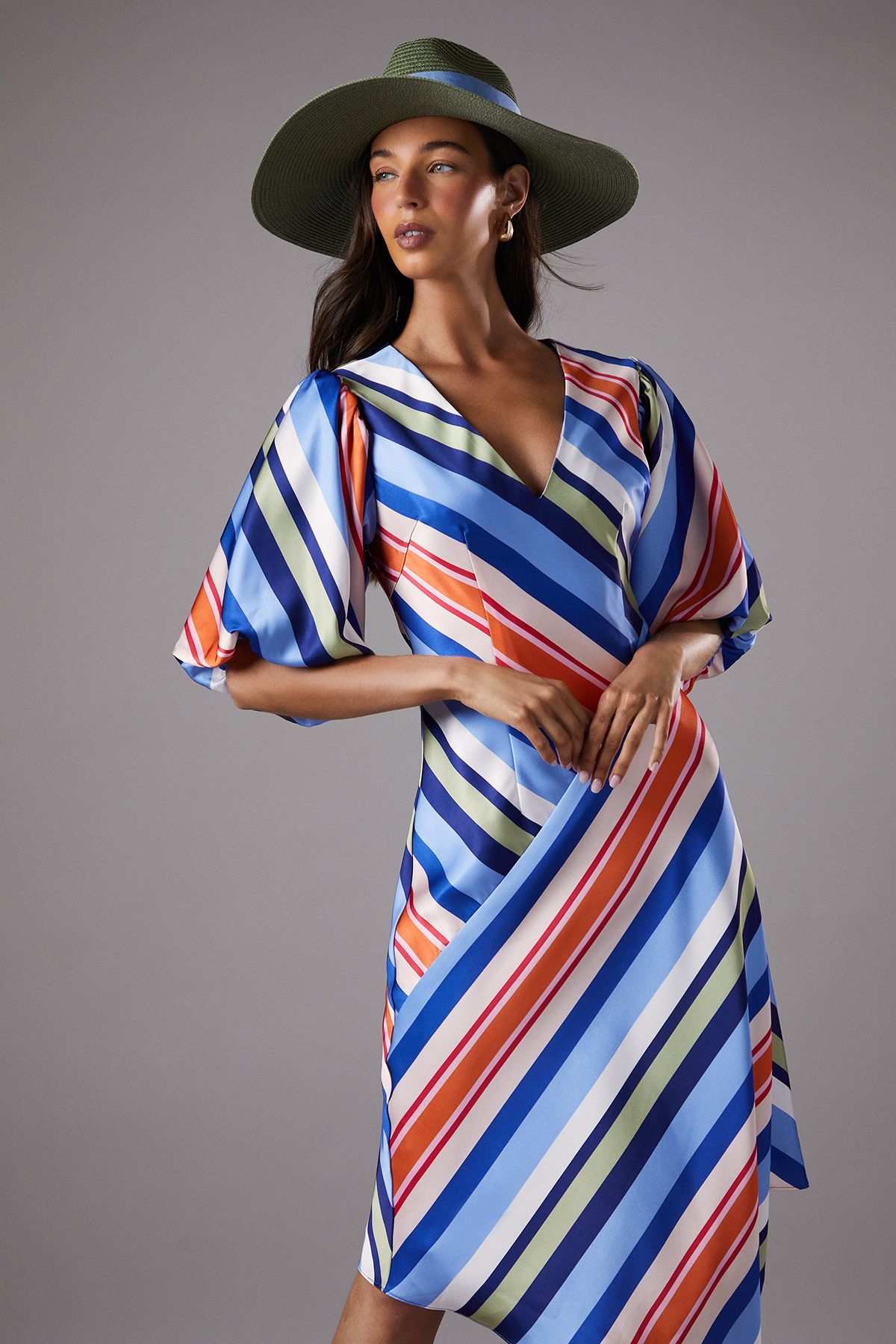 Coast Lisa Tan Polo Short Sleeve Stripe Midi Dress Stripe image 2