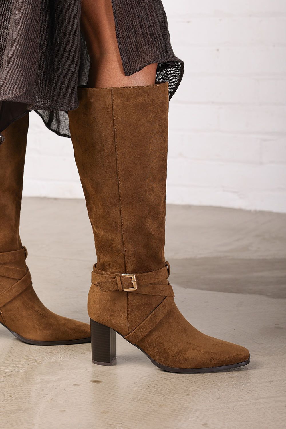 Where's That From 'Tamsin' Knee High Boots With Wrap Buckle Strap image 7