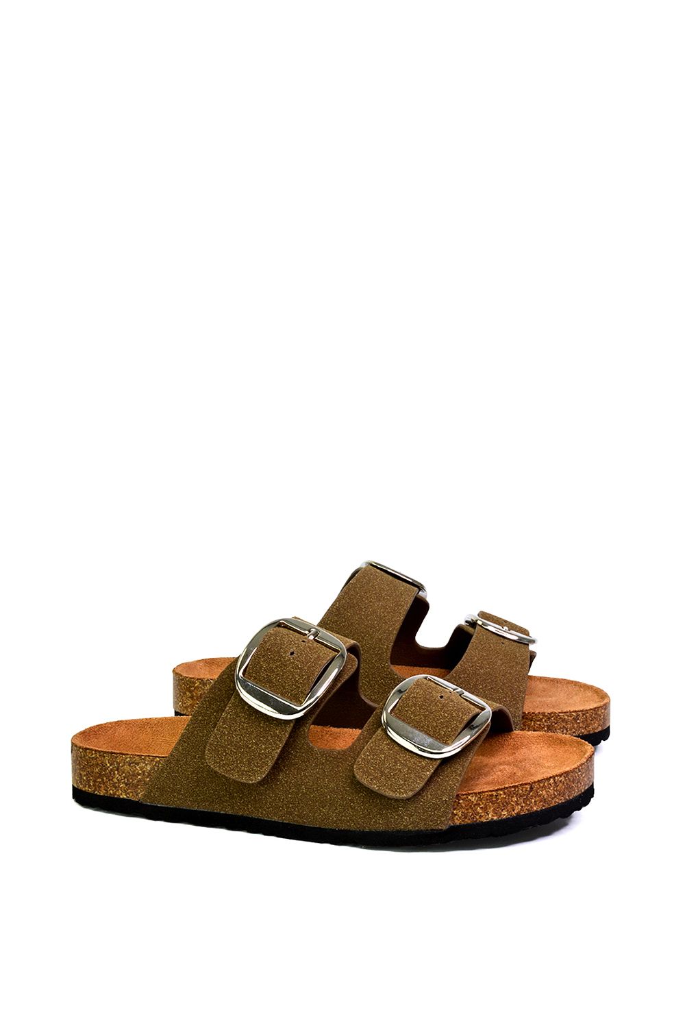XY London 'Dolly' Slip On Slider Double Buckle Flat Sandals image 2