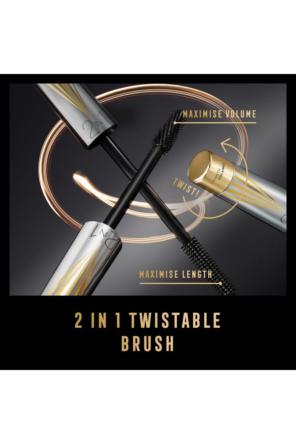 Max Factor Masterpiece 2 In 1 Lash WOW Volume & Length Mascara Black image 9
