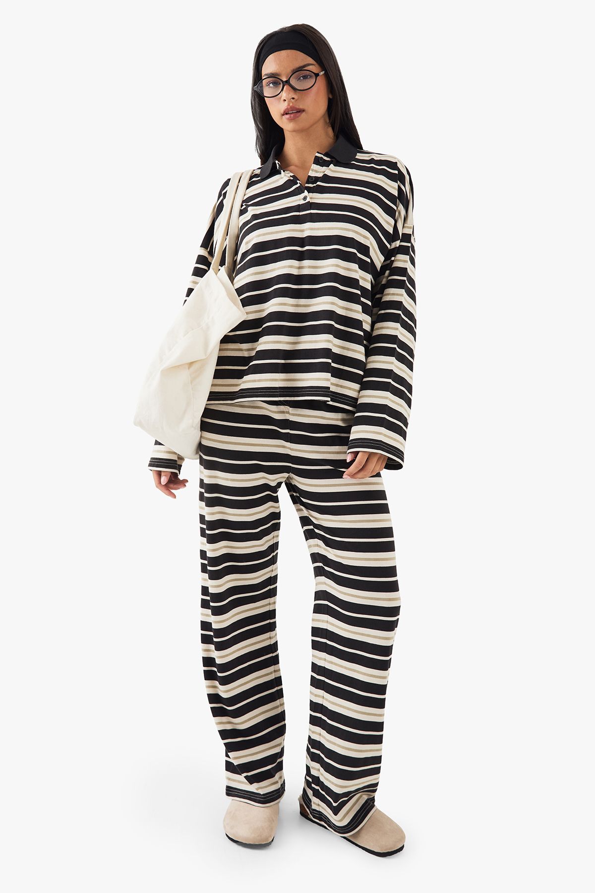 DSGN Studio DSGN Studio Stripe Straight Leg Trouser Black image 3