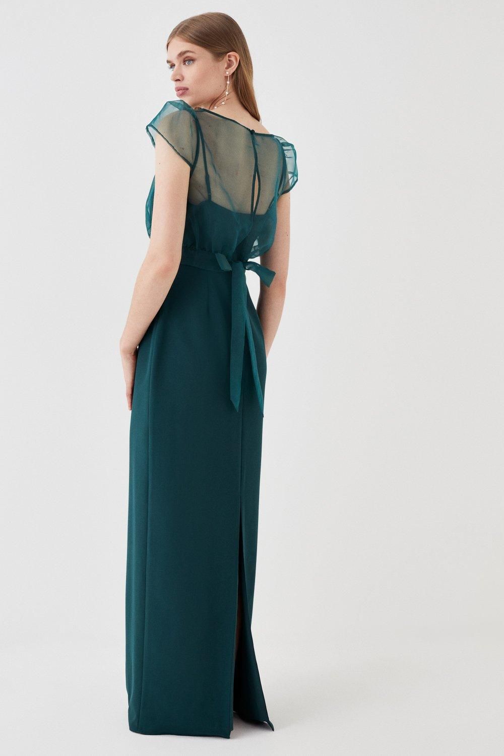Coast Organza Top Crepe Bodice Multiwear Bridesmaids Dress Forest image 3