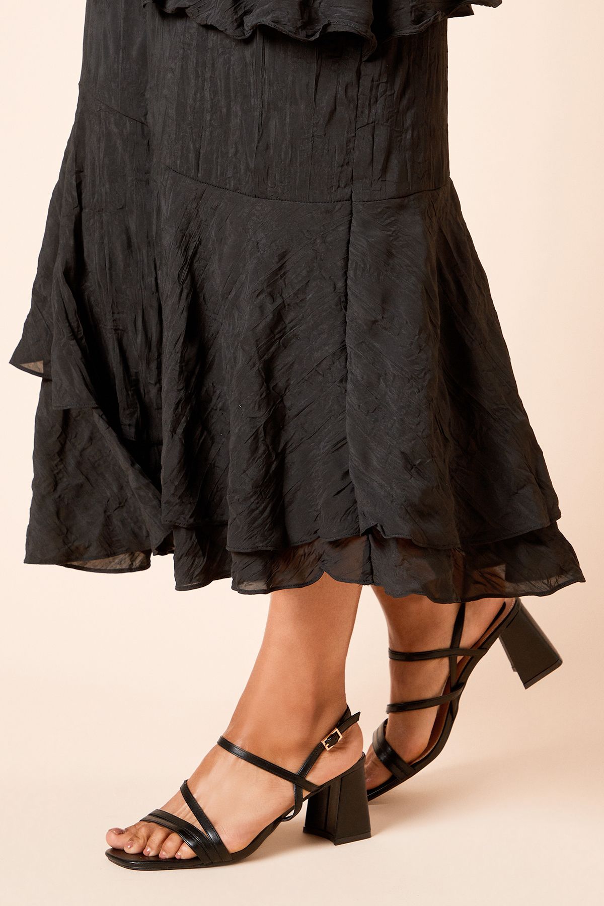 Dorothy Perkins Sophie Faux Leather Asymmetric Strap High Block Heel Sandals Black image 3