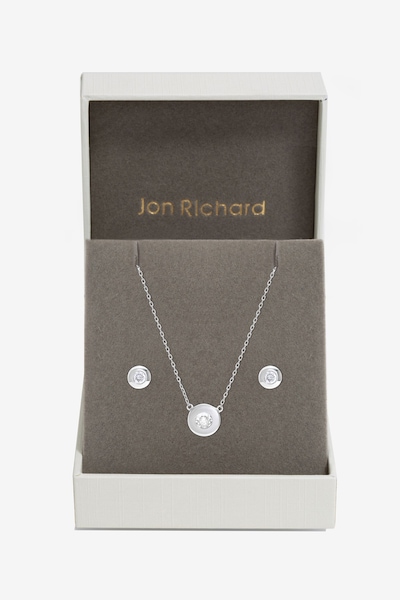 Jon Richard Silver Plated and Crystal Besel Set - Gift Box