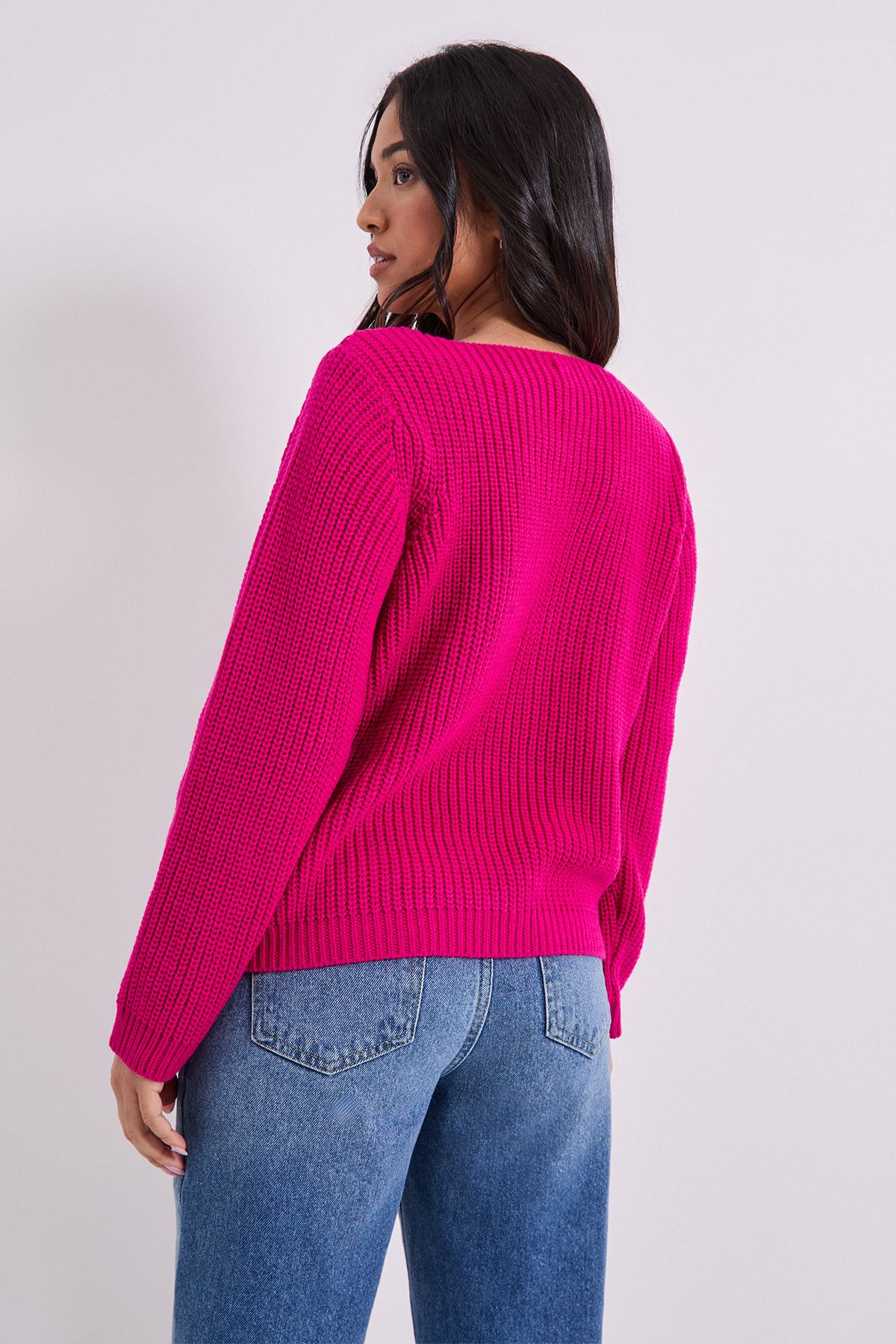 Dorothy Perkins Petite V Neck Knitted Jumper Pink image 3