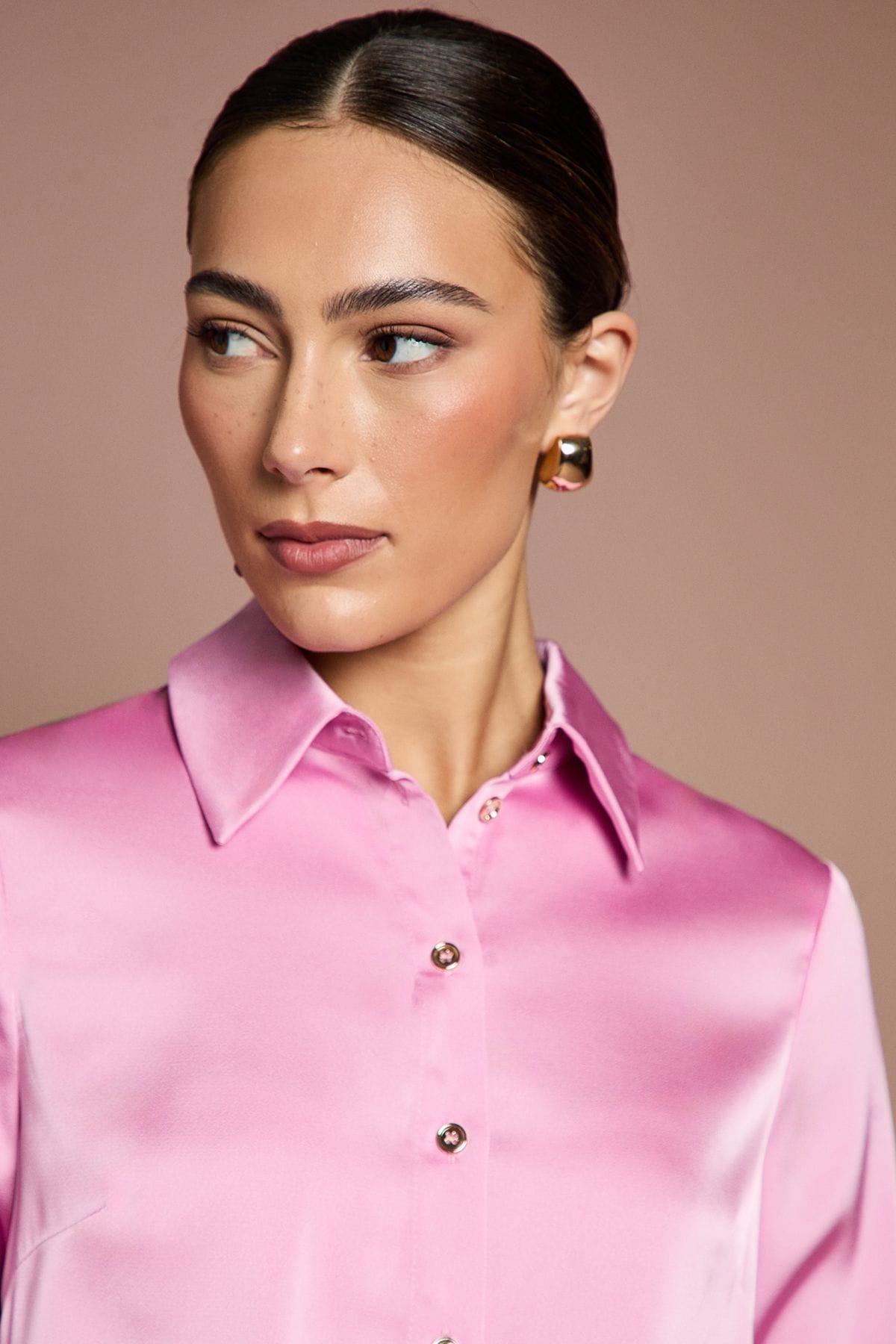Coast Lisa Tan Long Sleeve Satin Shirt Pink image 2