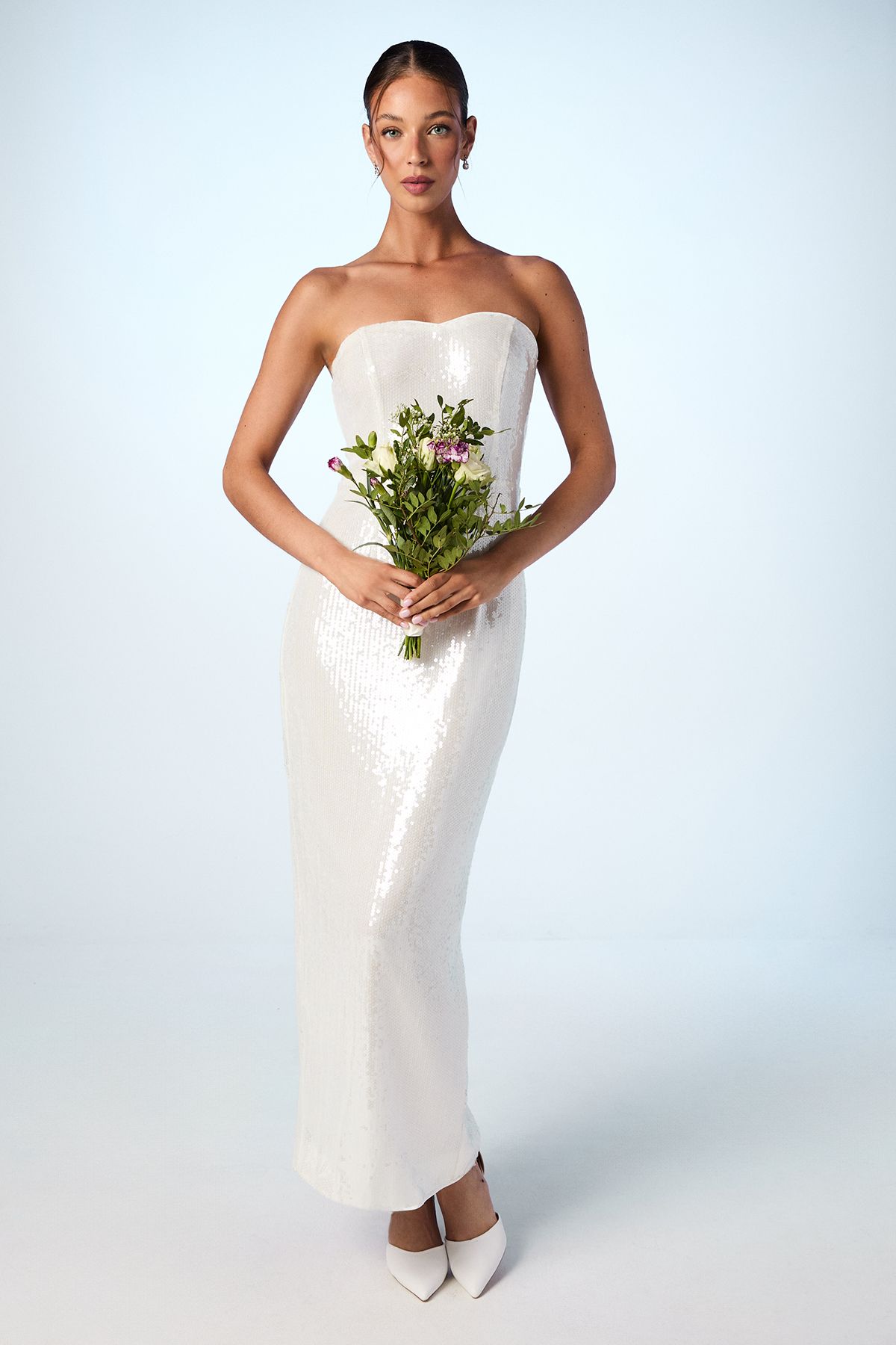 Coast Strapless Sequin Column Wedding Dress Ivory image 1