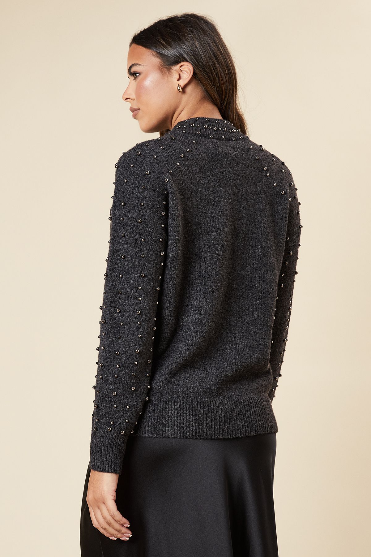 Dorothy Perkins Beaded Shoulder Jumper Charcoal image 3