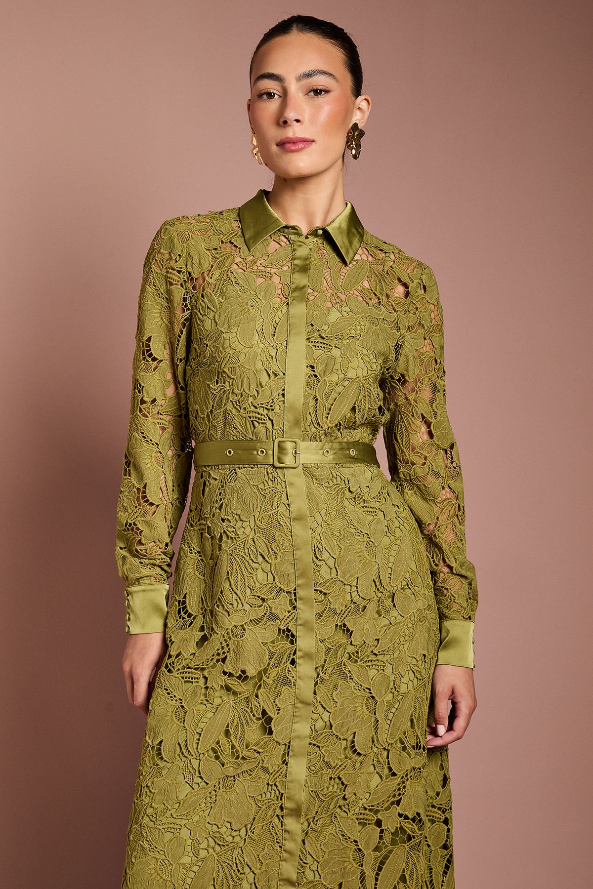 Coast Lace Shirt Dress Olive image 4