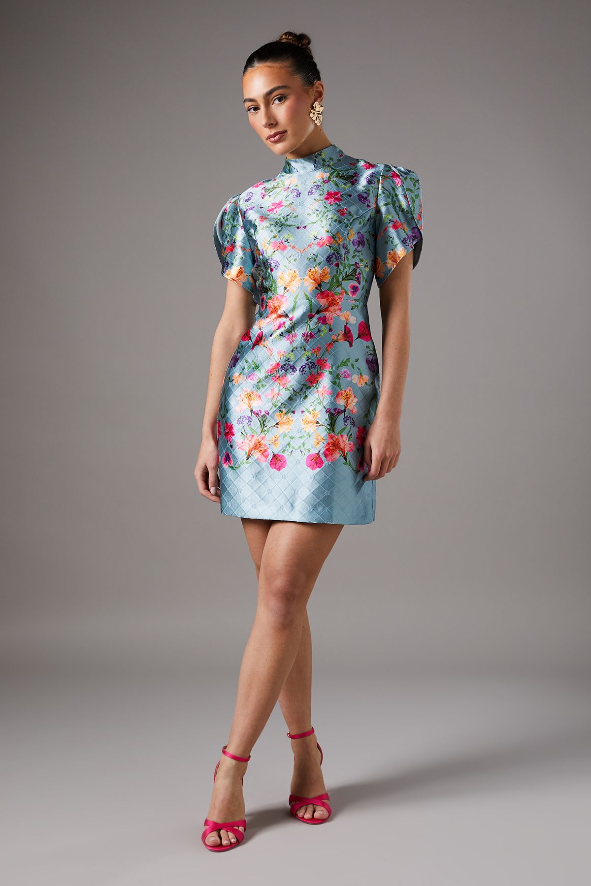 Coast Floral Placed Tulip Sleeve Mini Dress Multi