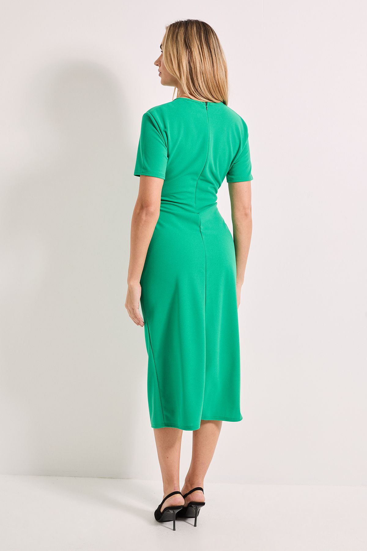 Dorothy Perkins Keyhole Gathered Side Pencil Dress Bright Green image 3