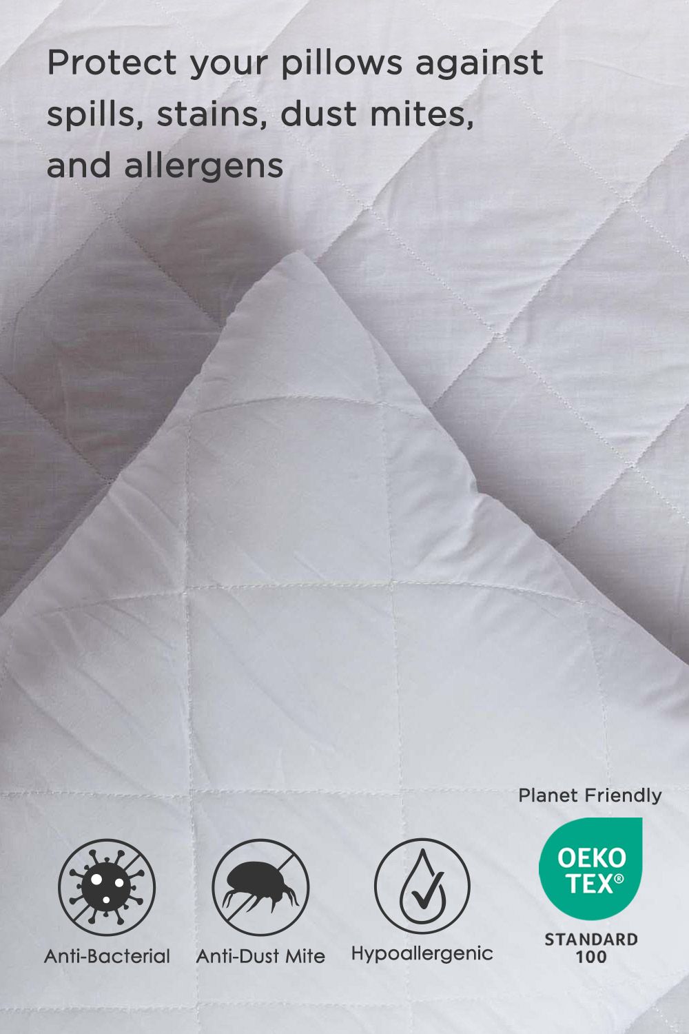 Homescapes Cotton Rich Quilted Pillow Protectors 60 x 60 cm, Pack of 4 image 5