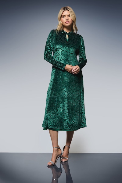 Dorothy Perkins Leopard Burnout Long Sleeve Midi Dress Green