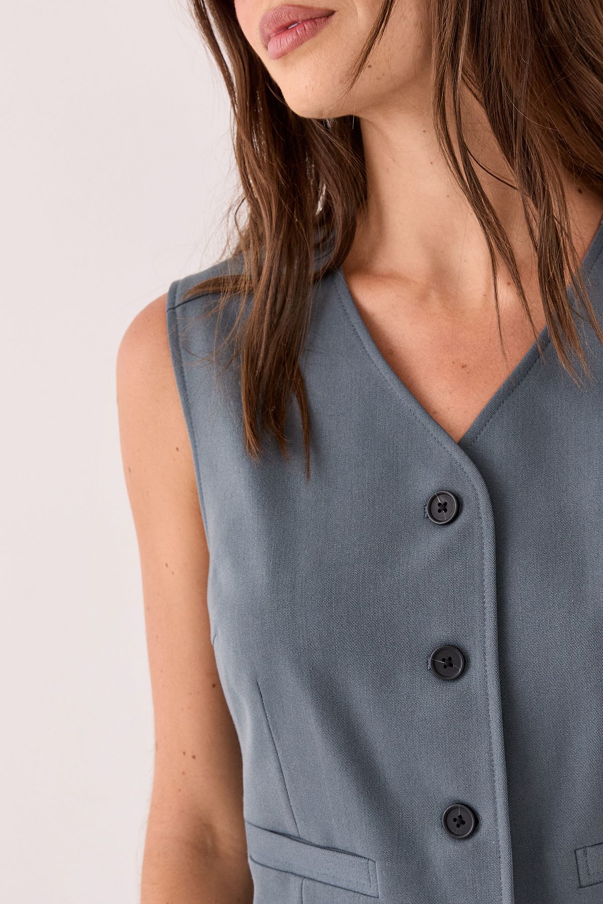 NastyGal Tailored Boxy Button Through Waistcoat Grey image 5