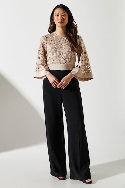 Coast Lace Kimono Sleeve Jumpsuit Champagne