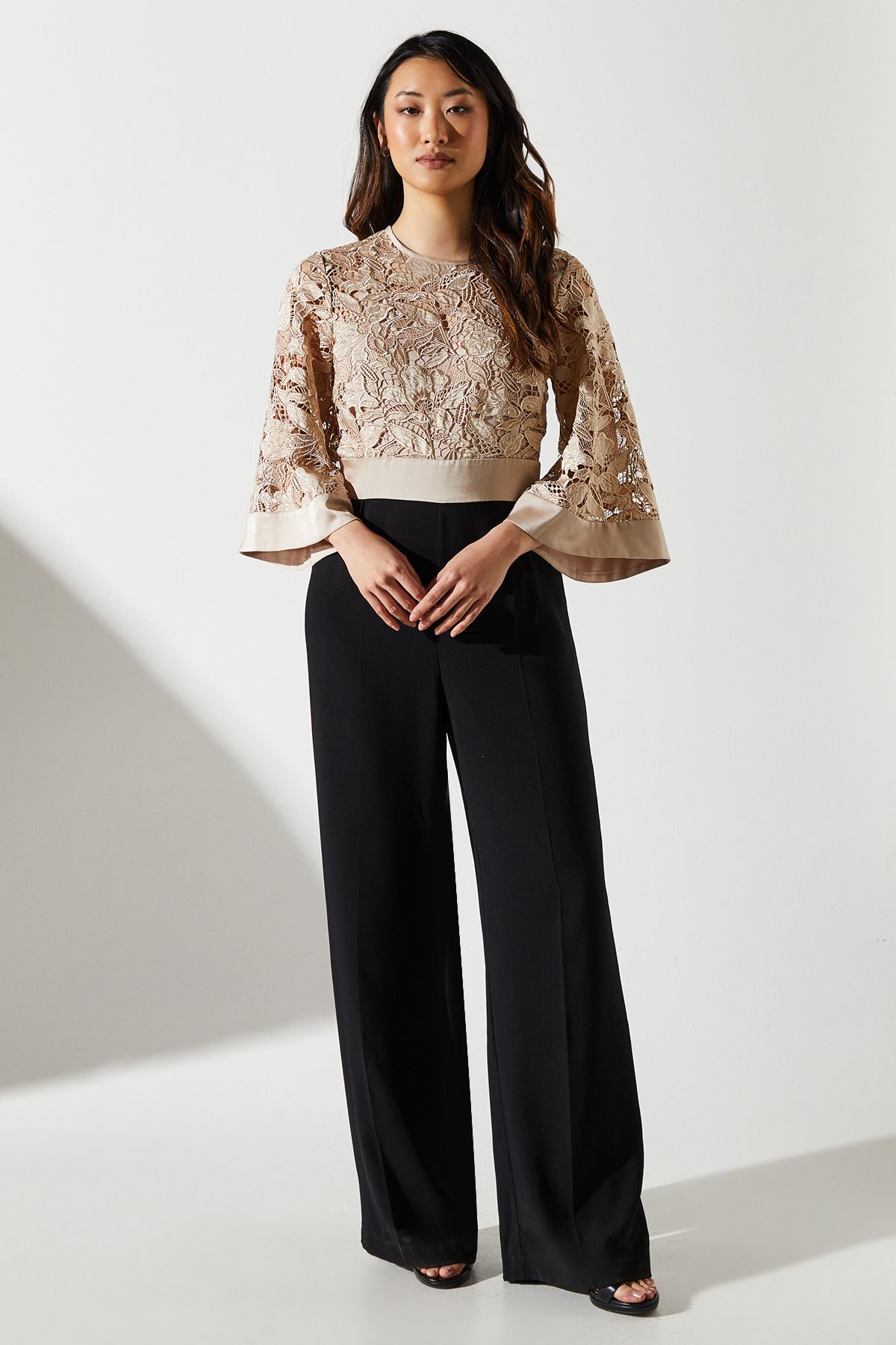 Coast Lace Kimono Sleeve Jumpsuit Champagne