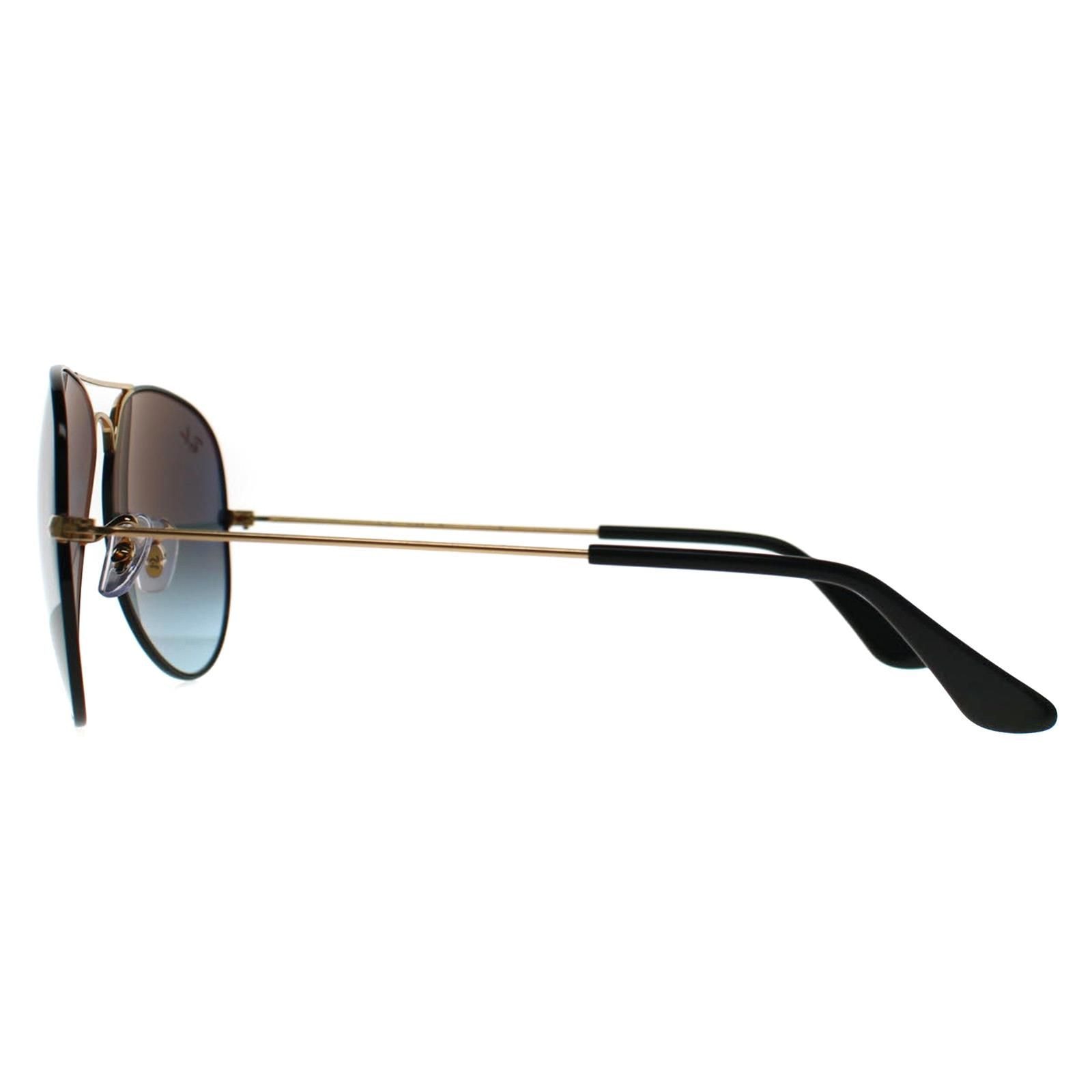 Ray-Ban Aviator Polished Black On Arista Blue Vintage Gradient Black Aviator 3025 image 3