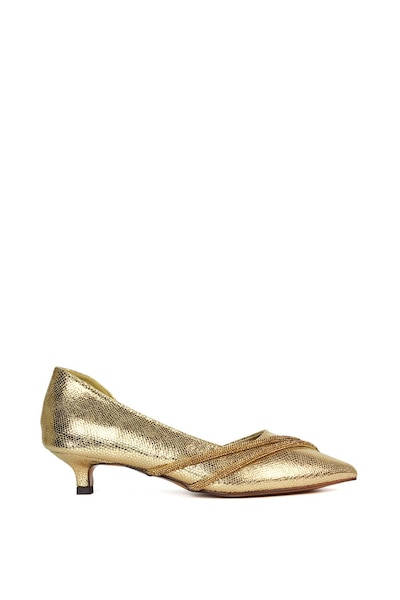 XY London 'Kirsty' Pointed Rhinestone Low Kitten Heel Court Shoes