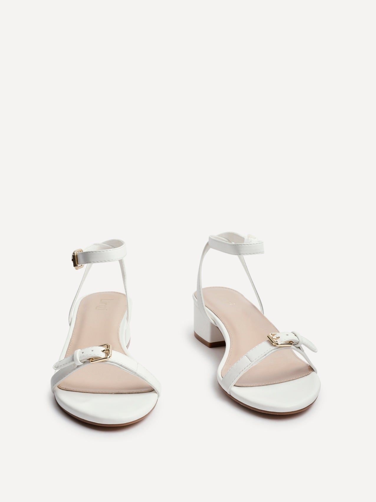 Linzi Amanza White Faux Leather Low Block Heeled Sandal image 3