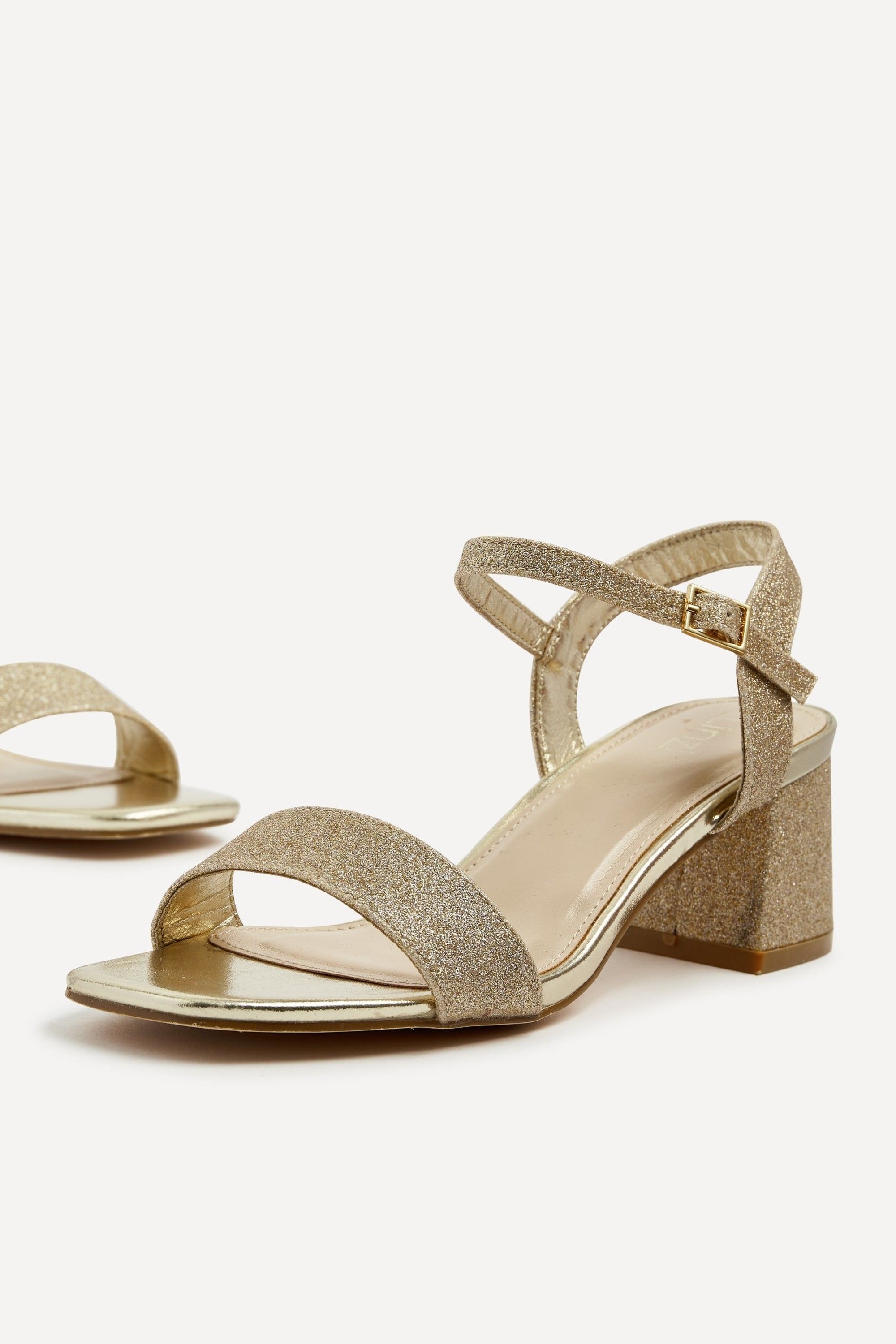 Linzi Darcie Gold Glitter Low Chunky Block Heeled Sandal image 3