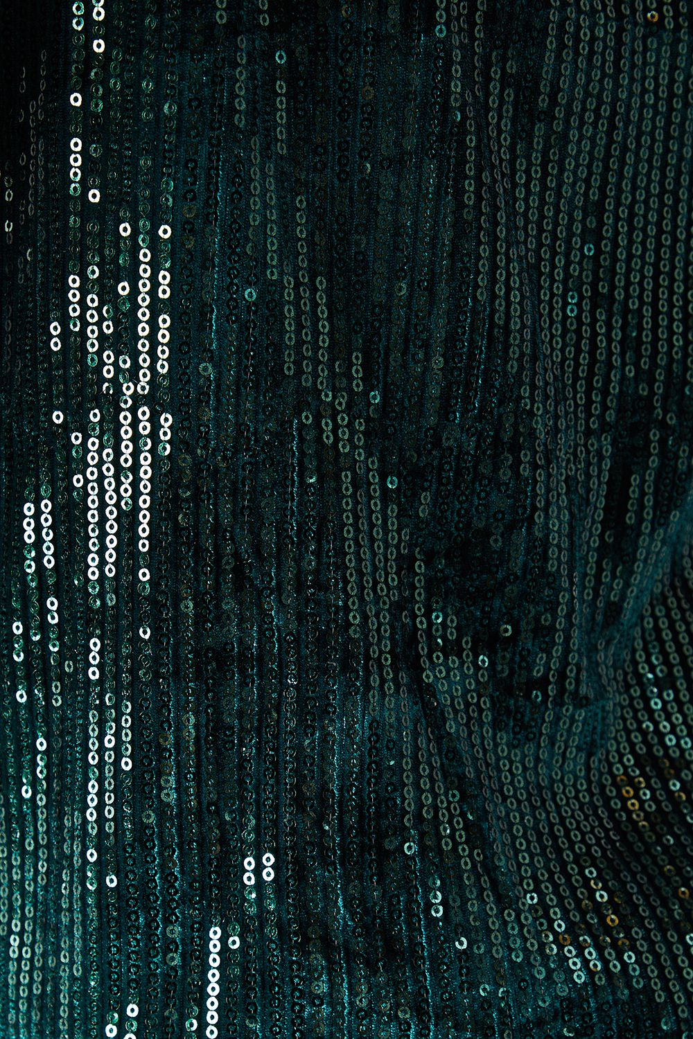 Warehouse Velvet Sequin Blouson Long Sleeve Mini Dress Green image 5