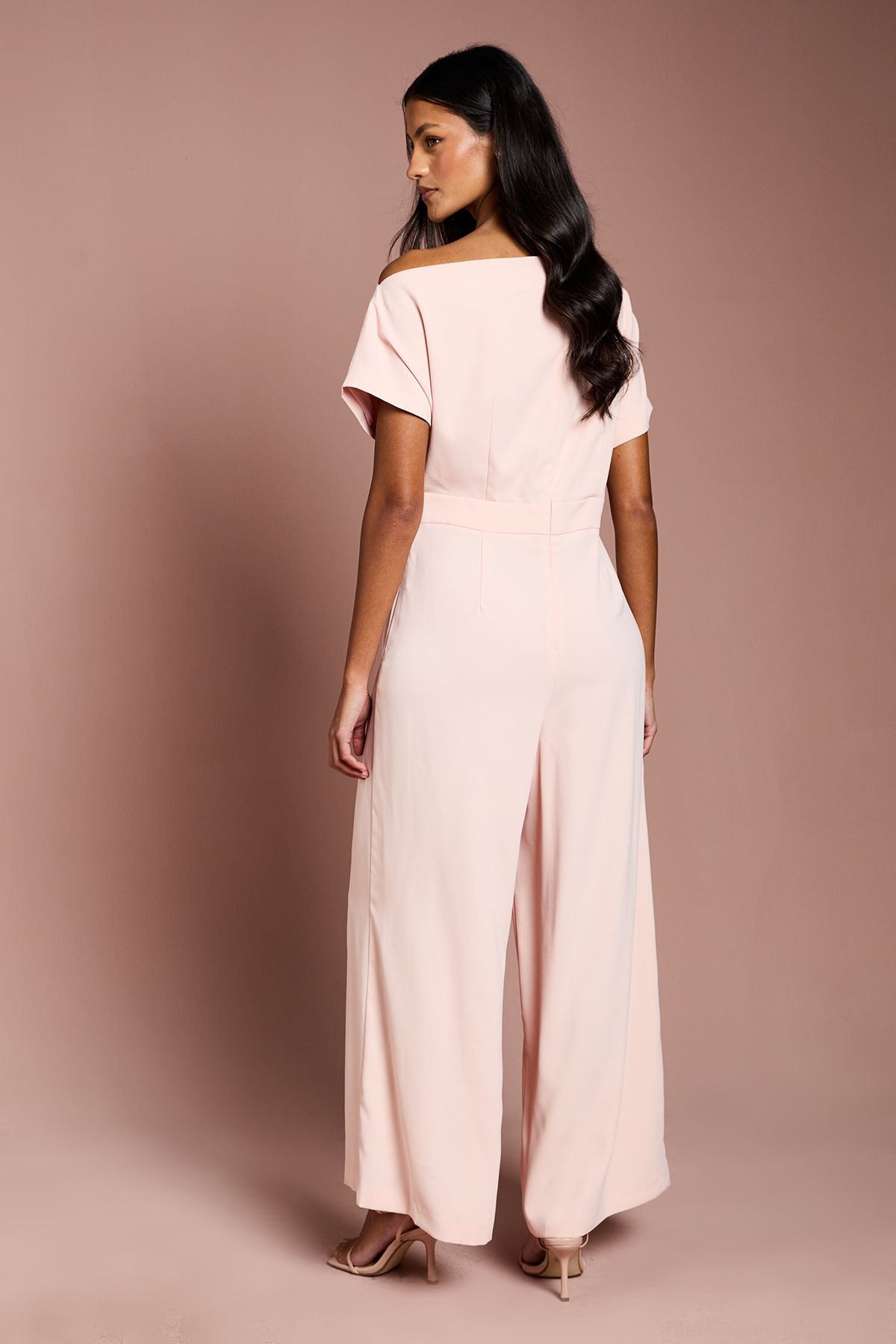 Coast Petite Pleat Off The Shoulder Jumpsuit Blush image 3