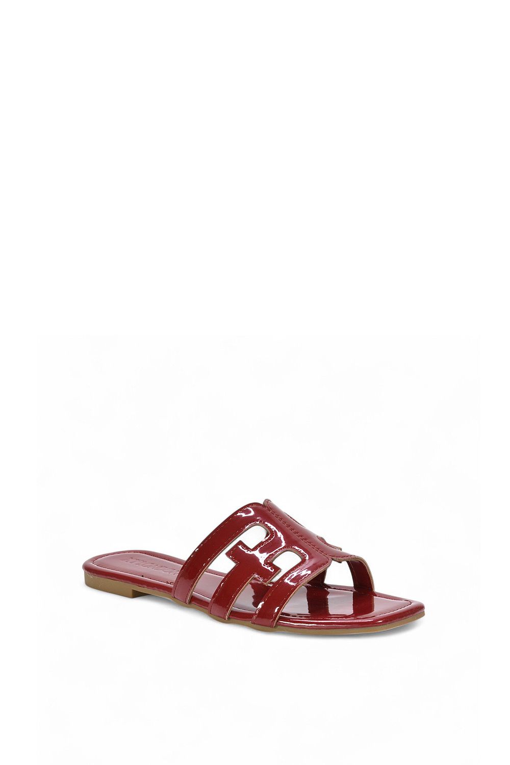 XY London 'Ellie' Square Toe Cut Out Strap Flat Sandal Slides image 2