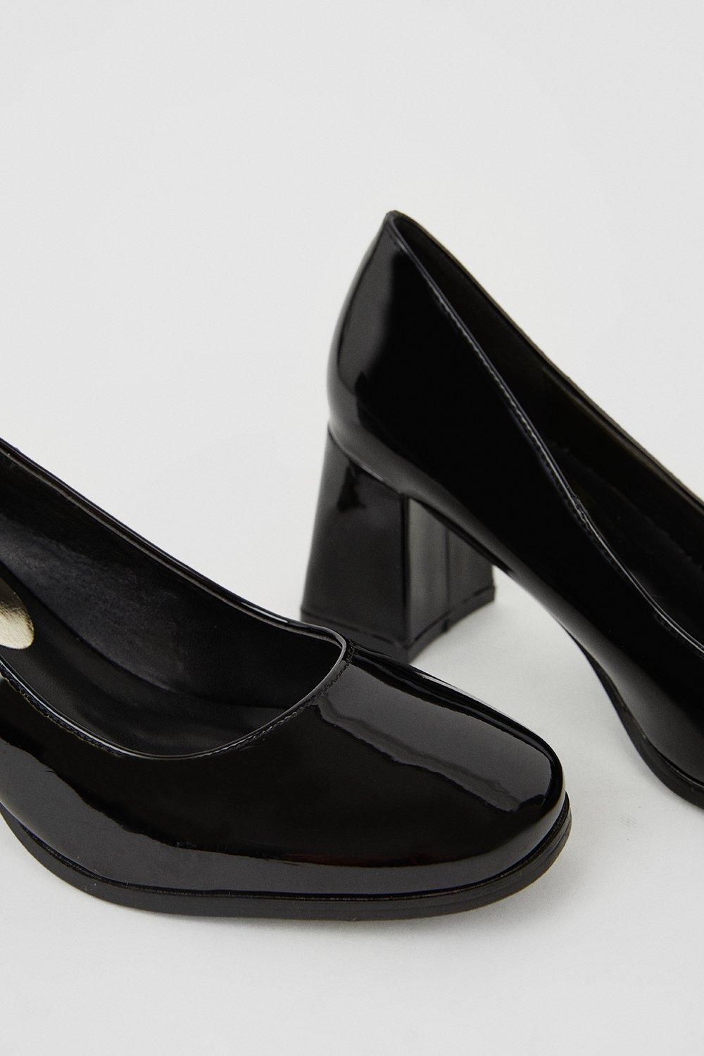 Oasis Square Toe Court Shoes True Black image 4