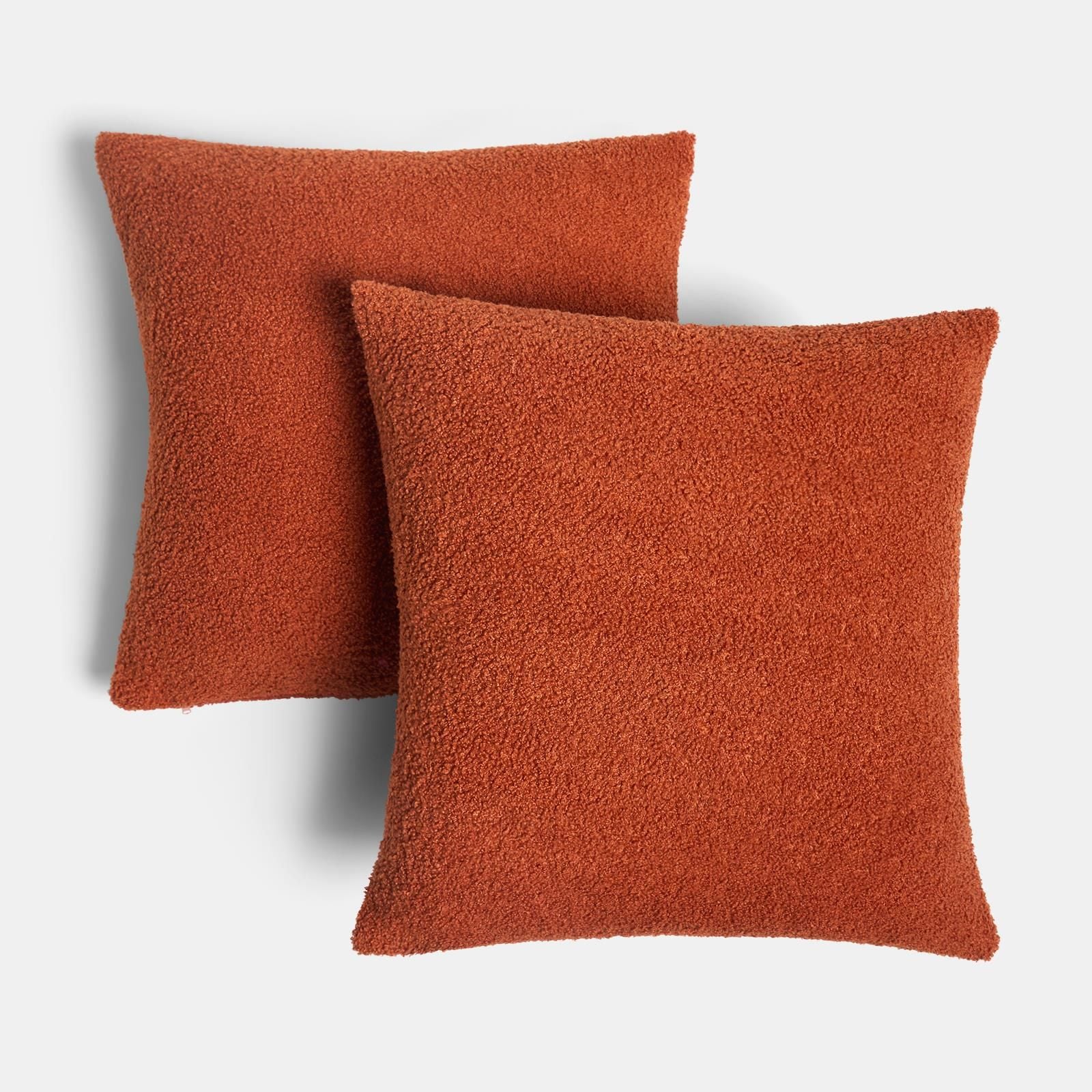 OHS 2 Pack of Boucle Teddy Fleece Cushion Covers image 1
