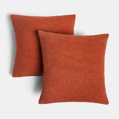 OHS 2 Pack of Boucle Teddy Fleece Cushion Covers