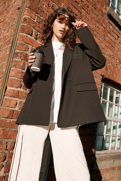 NastyGal Essentials Tailored Oversized Double Button Blazer Black