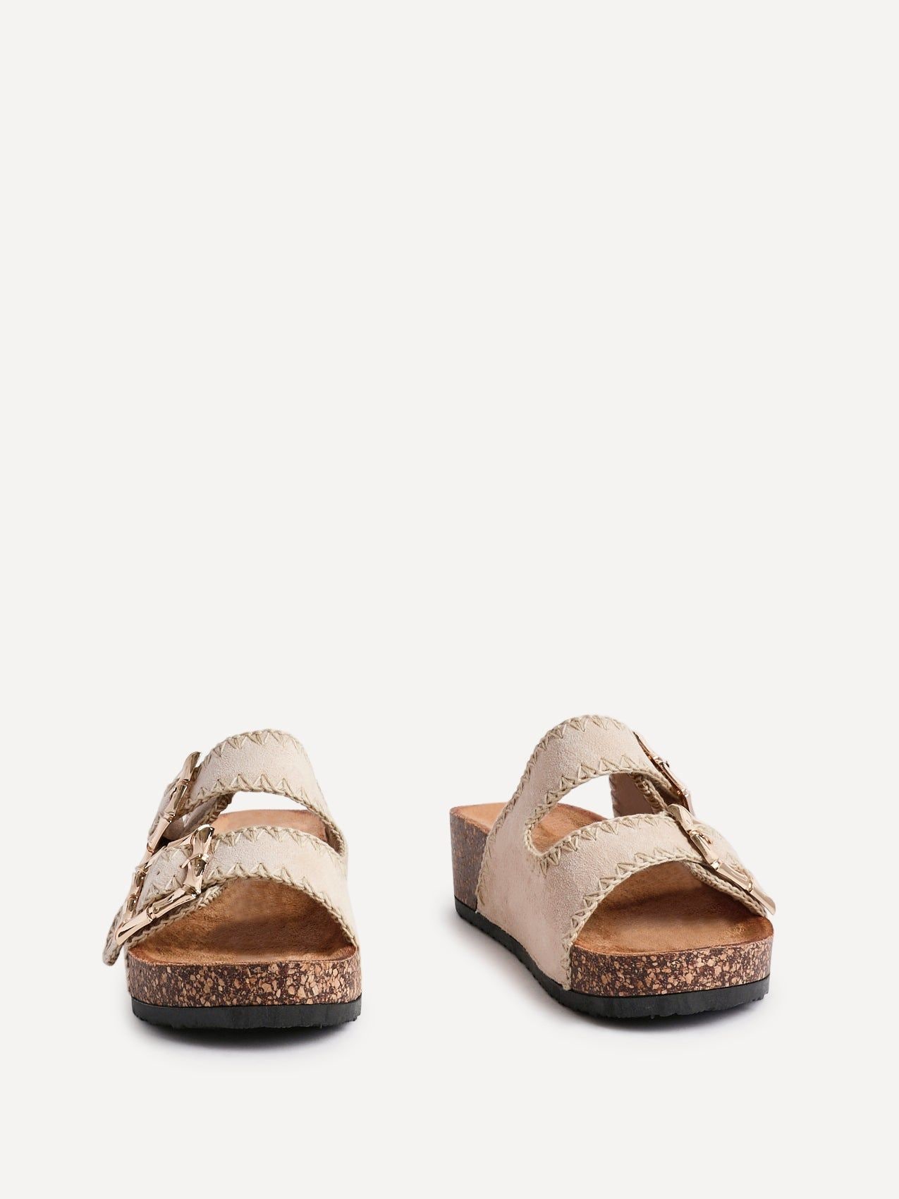 Linzi Darby Beige Faux Suede Double Buckle Sandal image 3