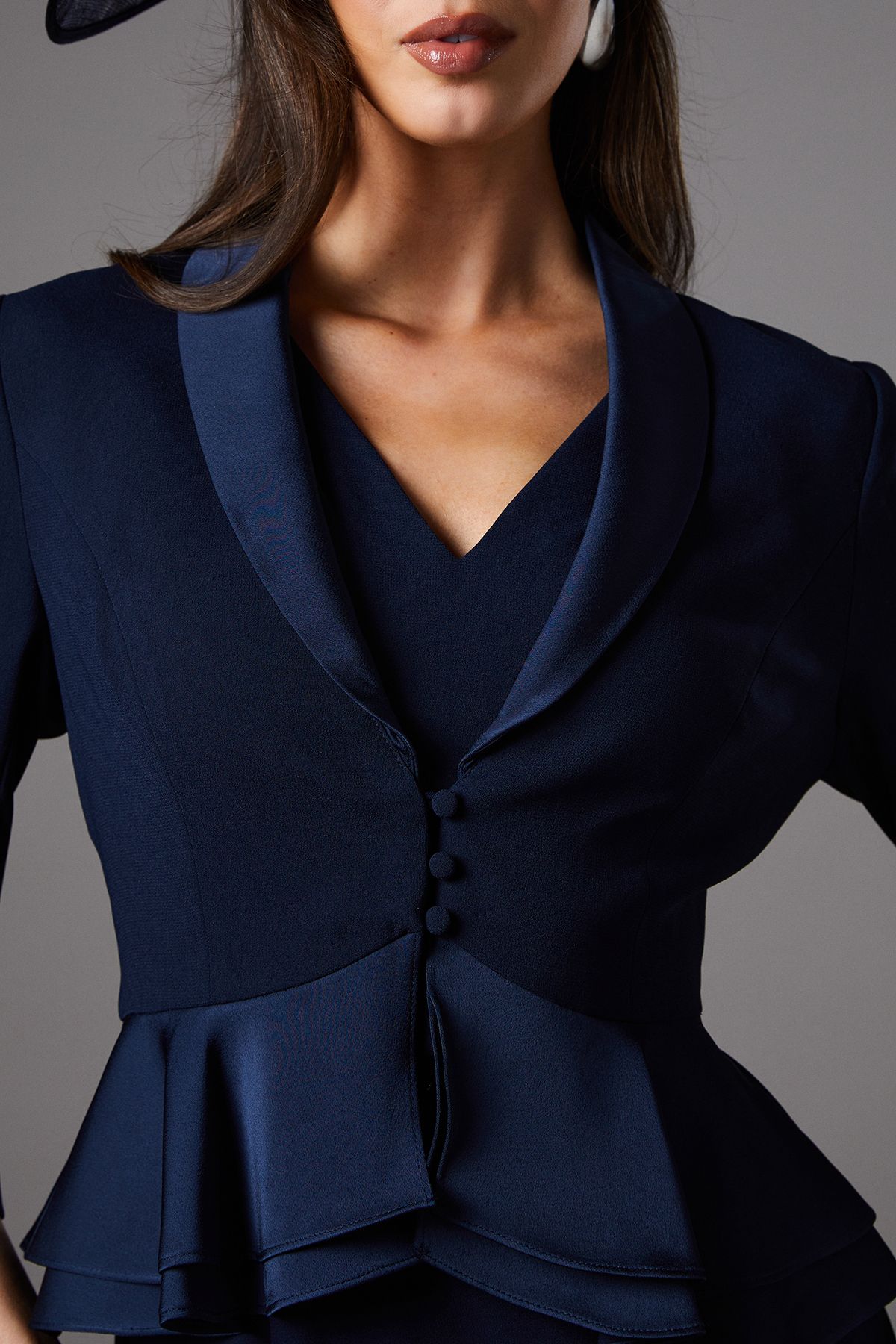 Coast Satin Back Crepe Tailored Jacket With Peplum Navy image 5