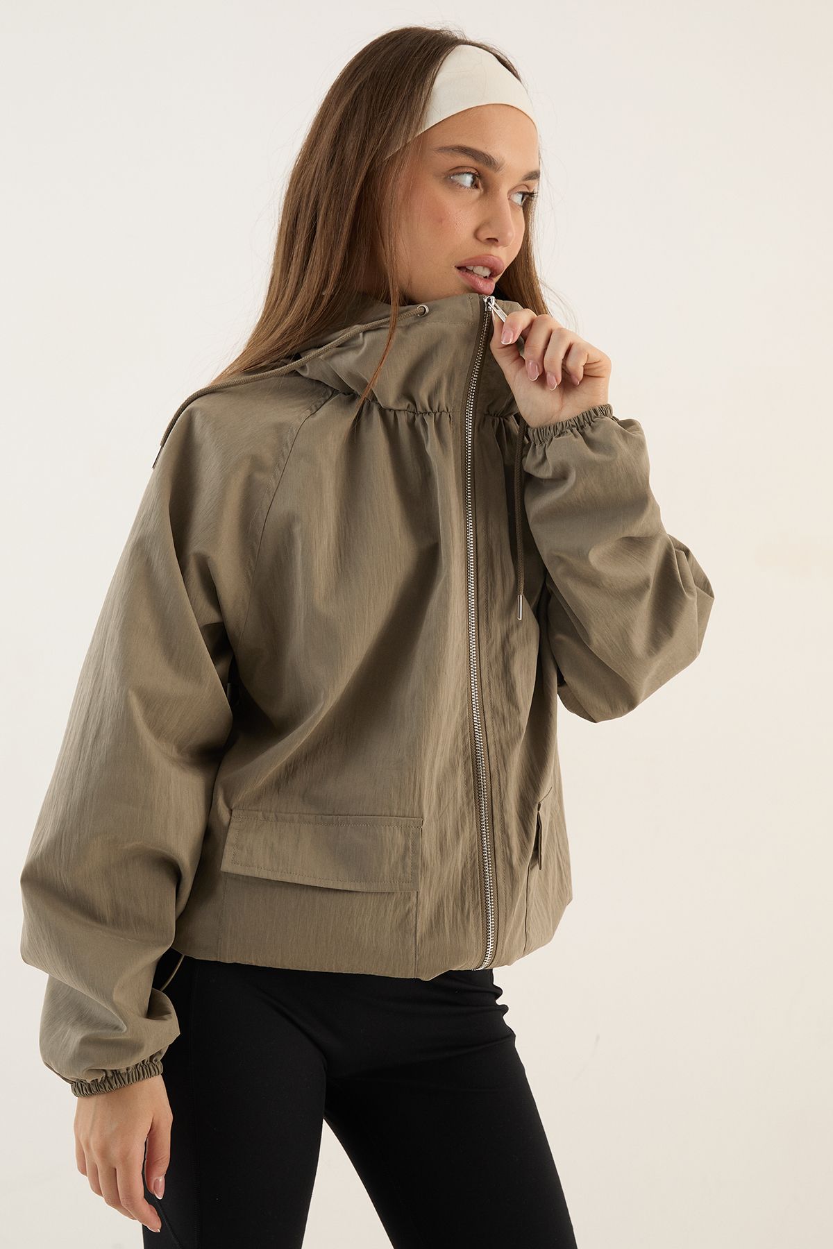 DSGN Studio DSGN Studio Sculpt Zip Through Sports Jacket Washed Khaki