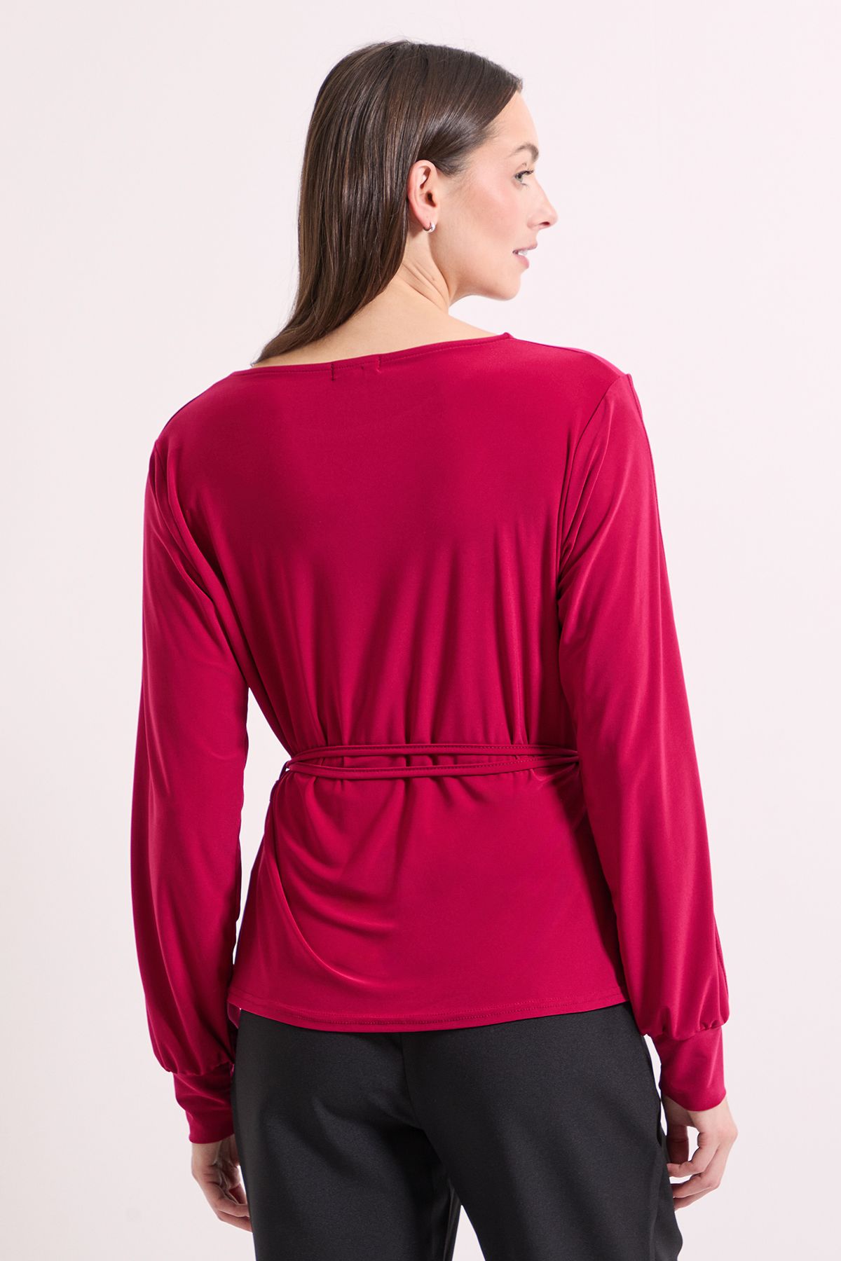 Principles Berry Tie Waist Split Shoulder Jersey Top Berry image 3