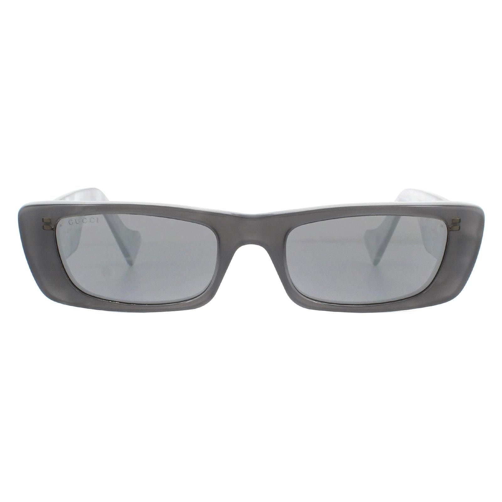 Gucci Rectangle Grey Silver Sunglasses image 1