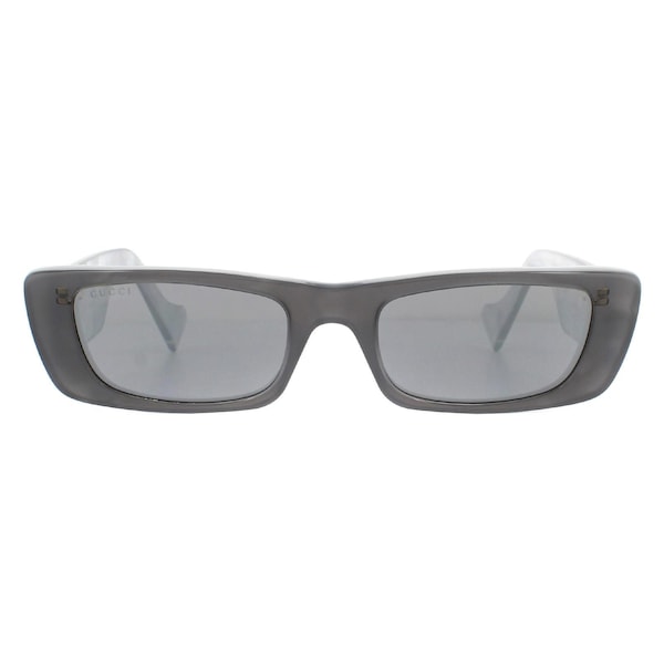 Gucci Rectangle Grey Silver Sunglasses
