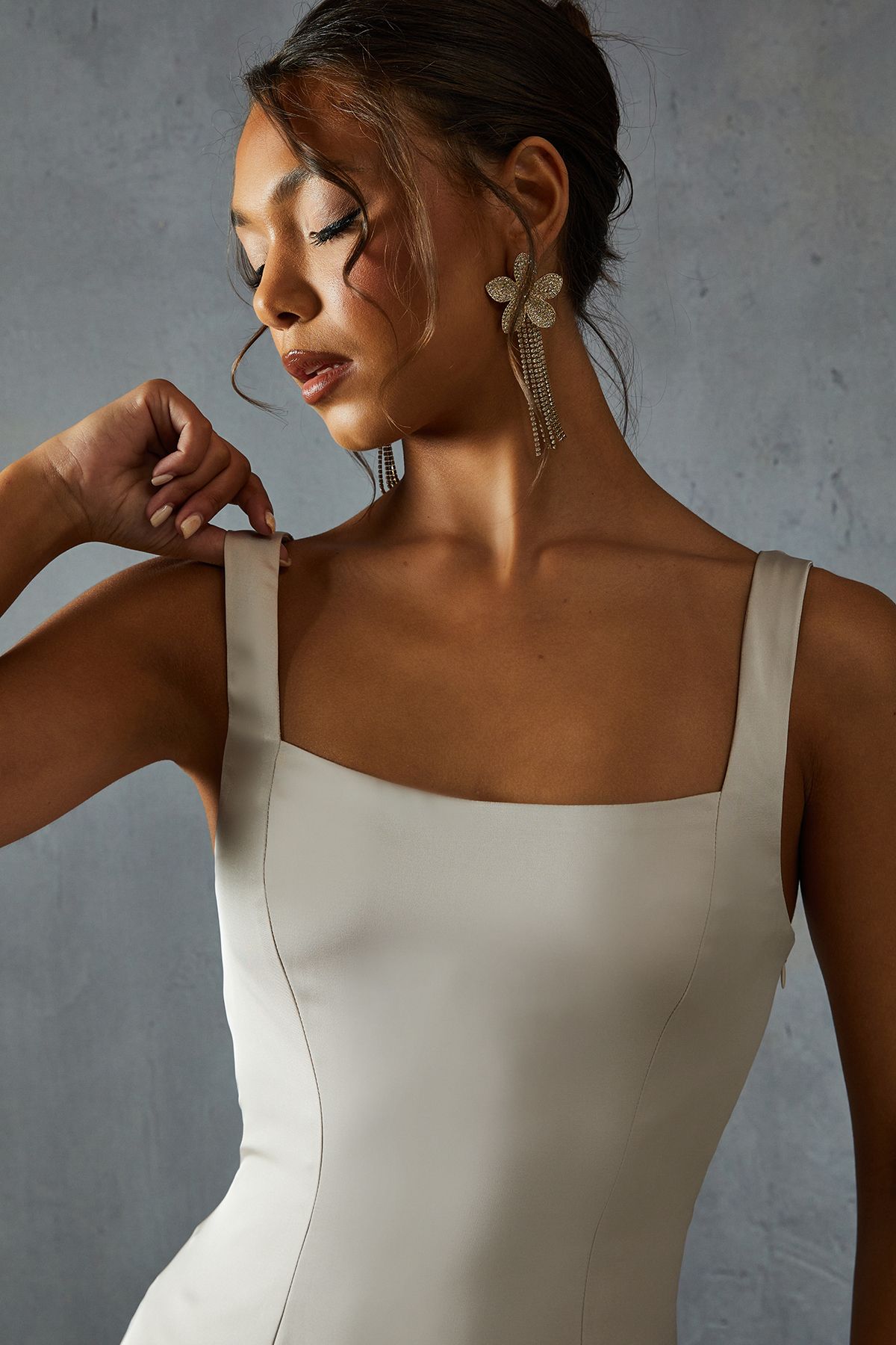 MissPap Premium Satin Square Pleated Skirt Bridesmaid Dress Champagne image 2