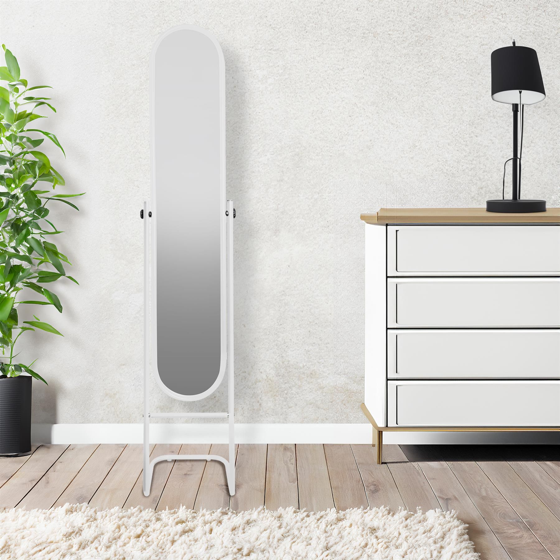 Harbour Housewares Round Full-Length Mirror 153x30cm White Metal Frame image 8