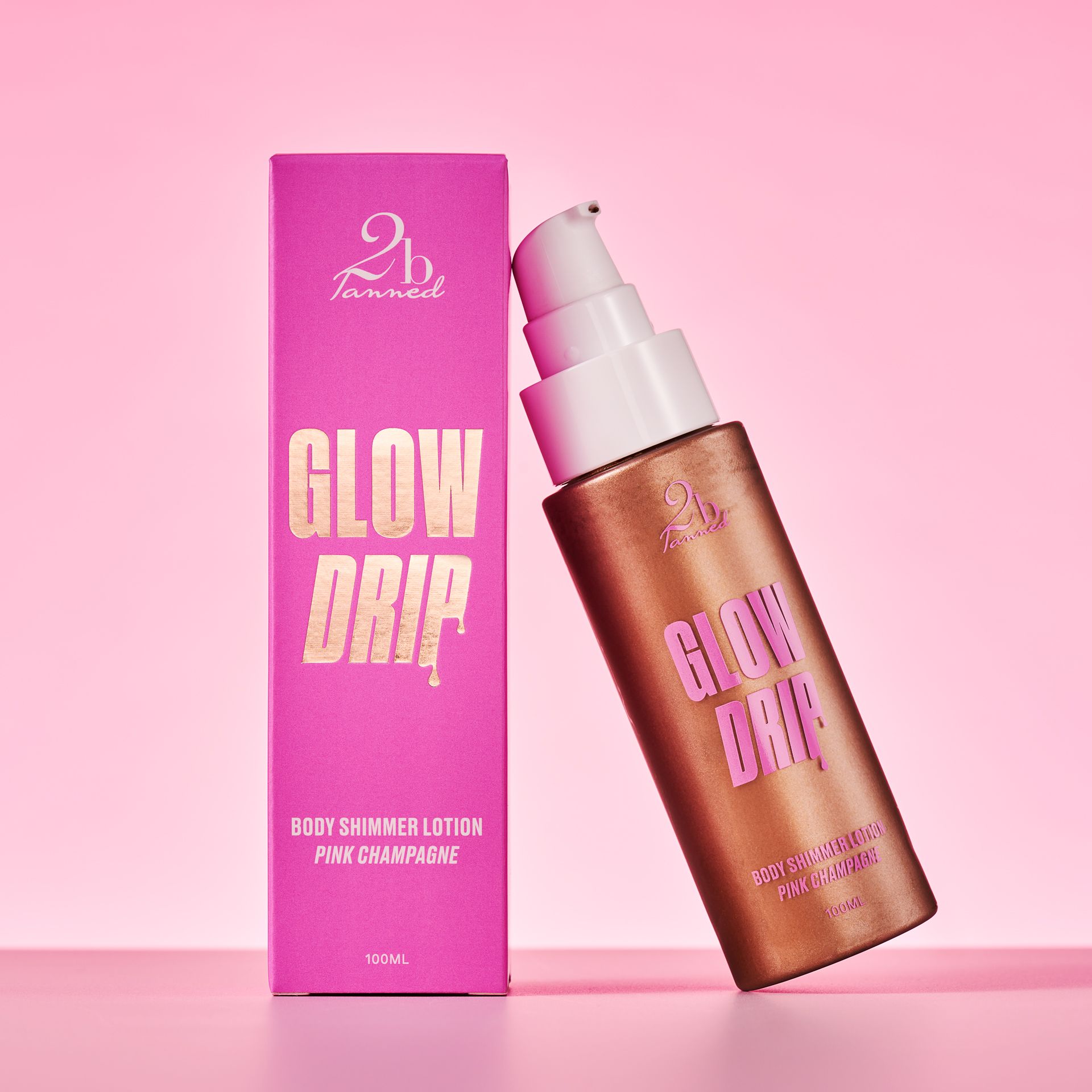 2bTanned Glow Drip Pink Champagne Body Shimmer Lotion image 2