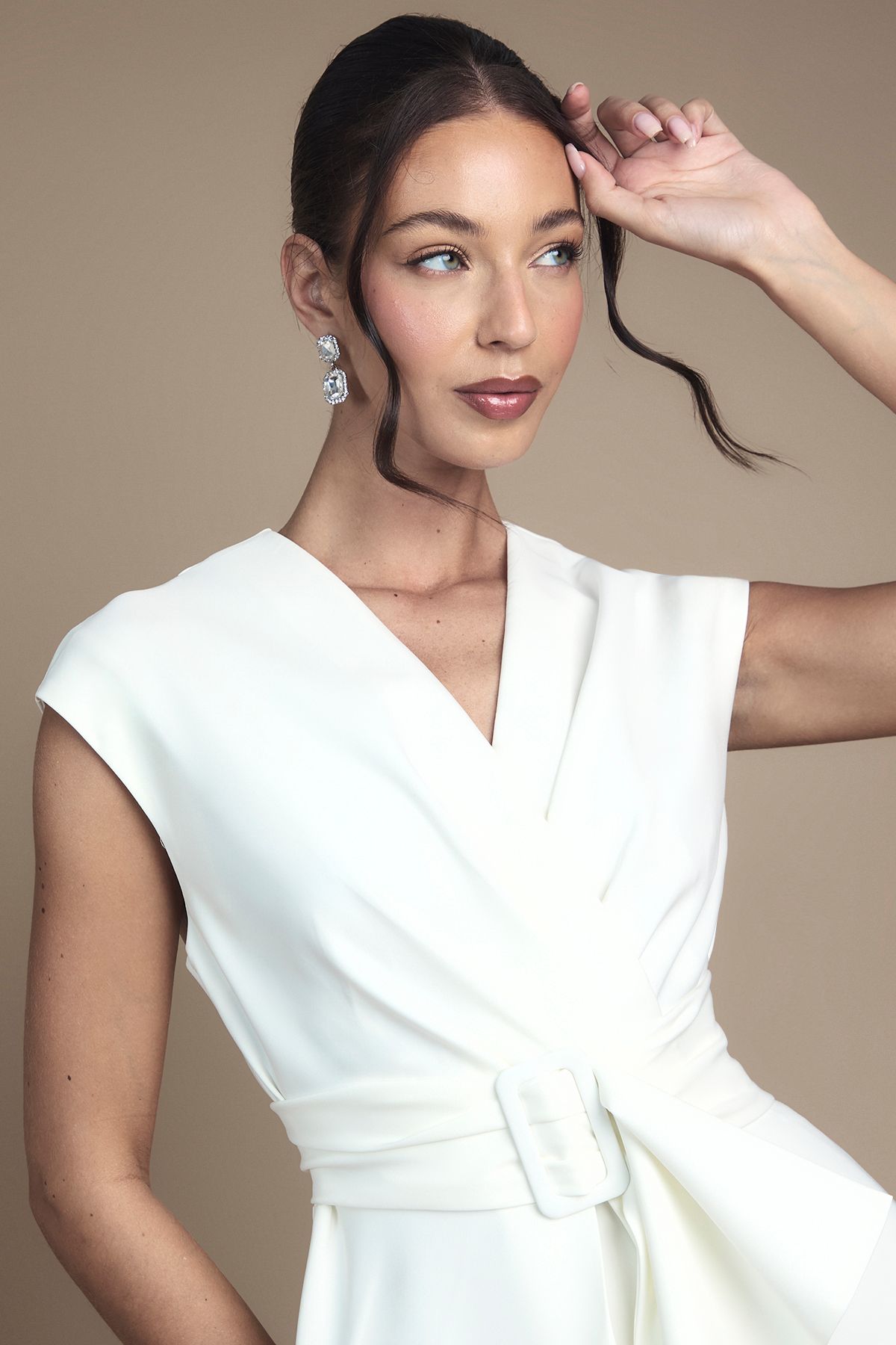 Coast Sleeveless Belted Midi Wedding Dress Ivory image 4