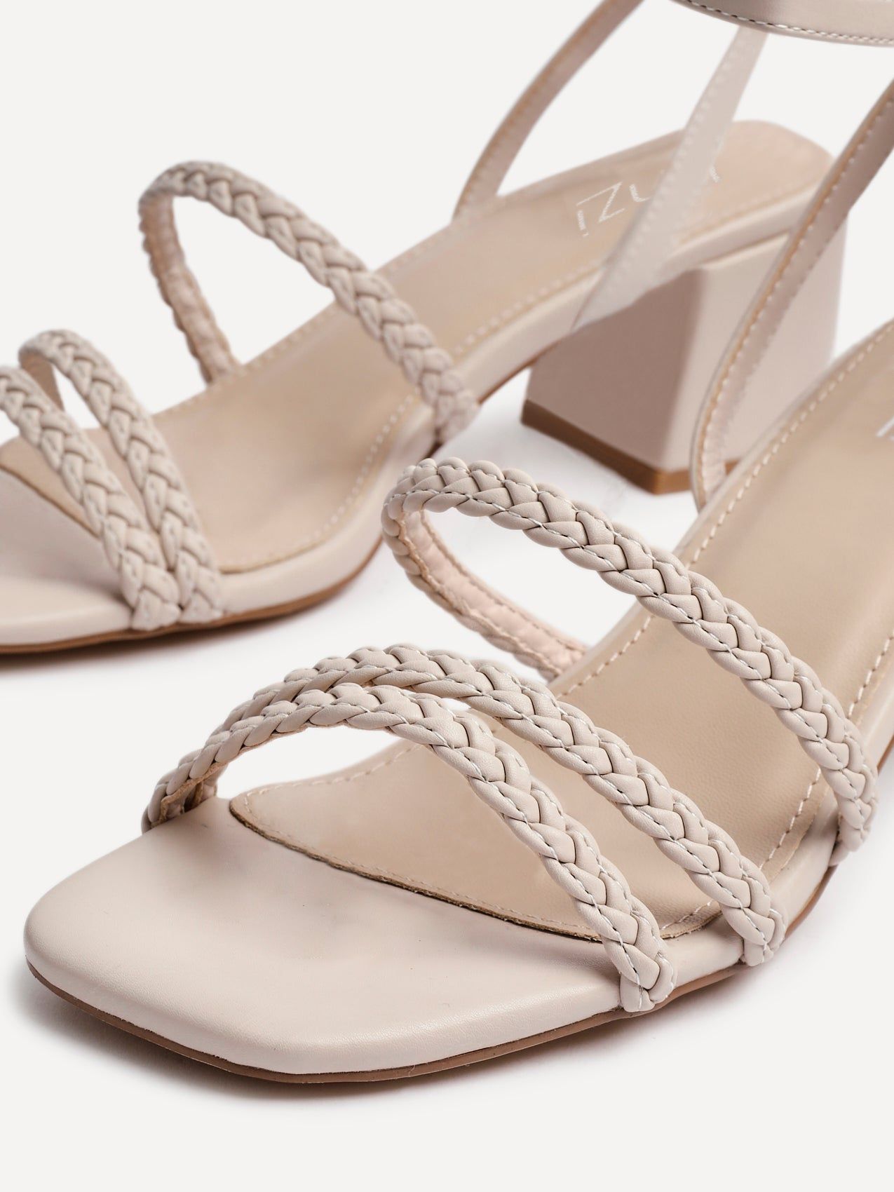 Linzi Hariette Nude Faux Leather Plaited Heels image 5