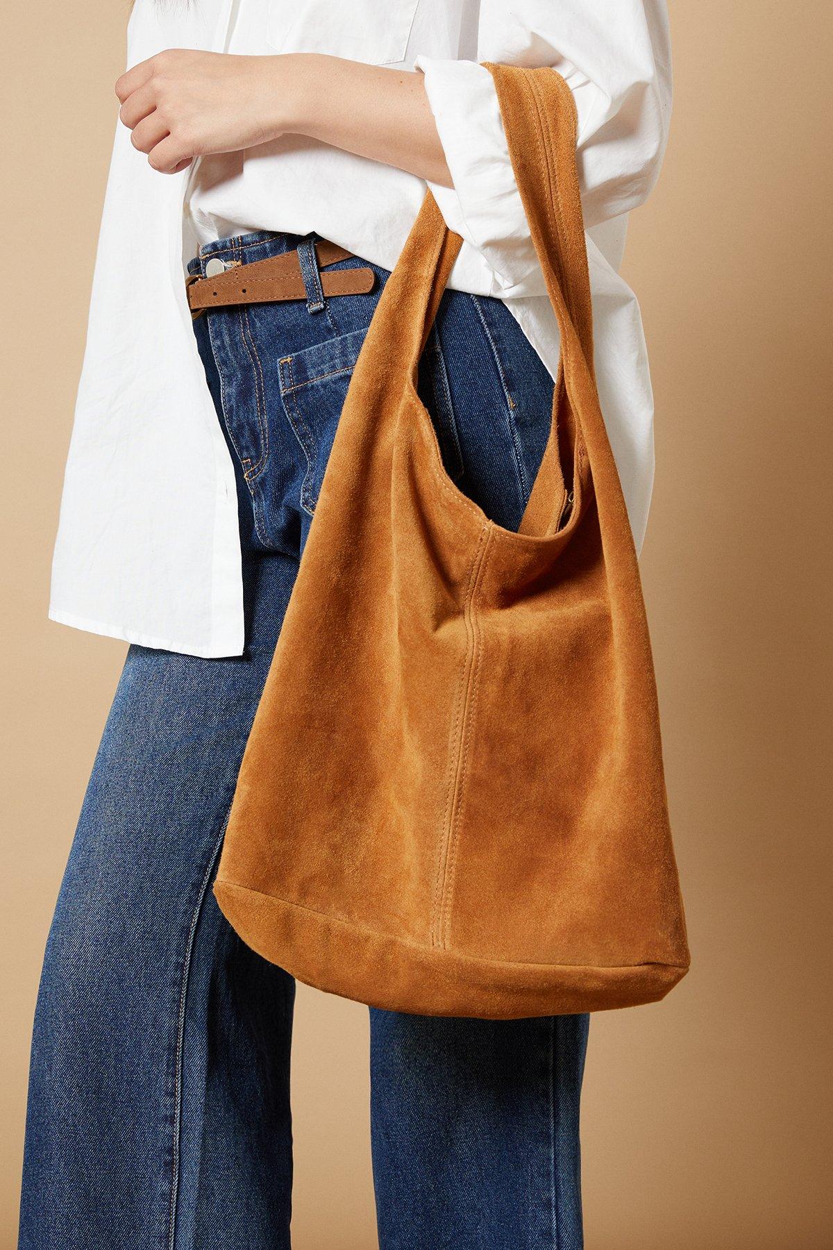 Oasis Mirabeth Suede Slouch Bag Tan image 1