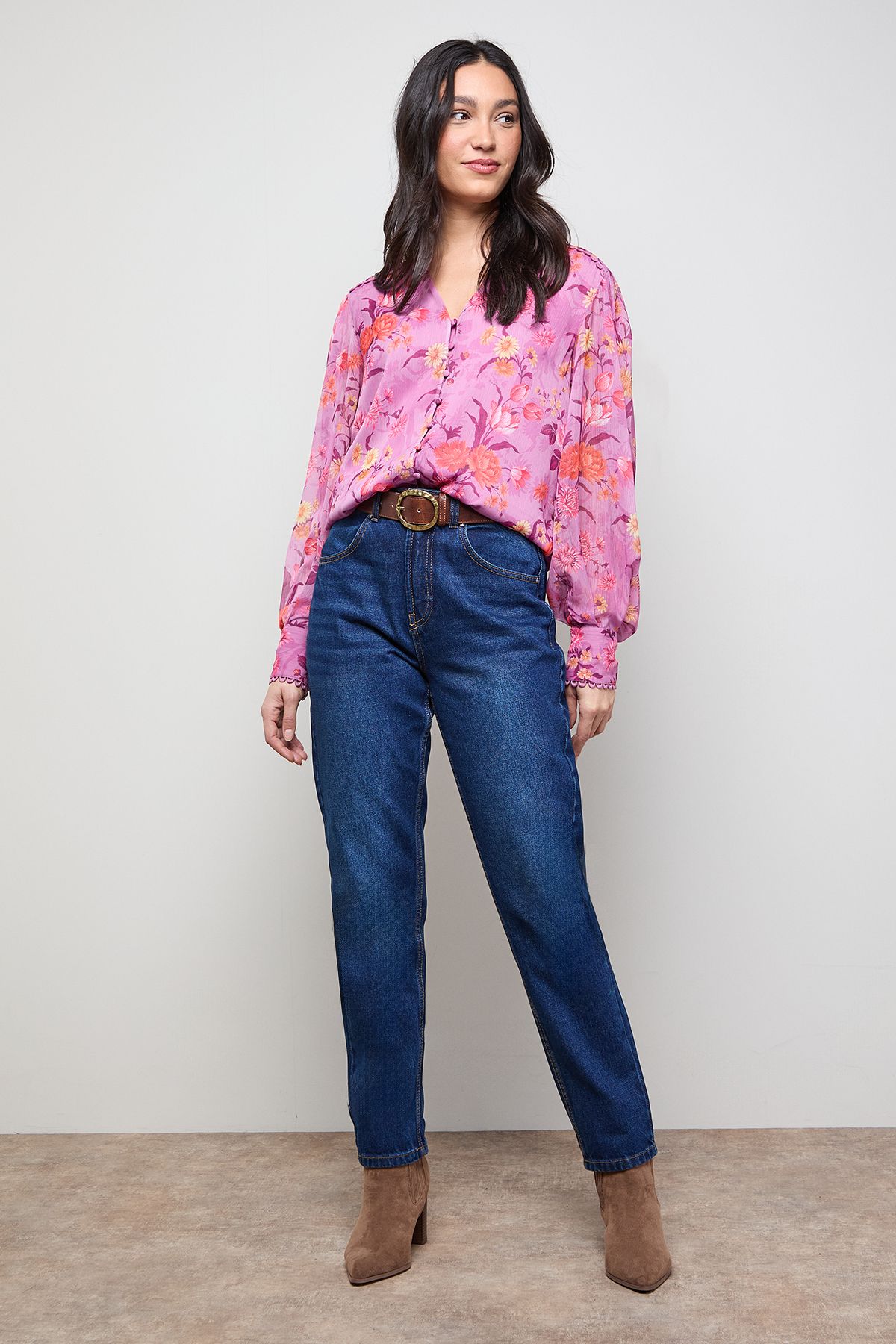 Oasis Printed Chiffon Button Through Blouse Multi image 2