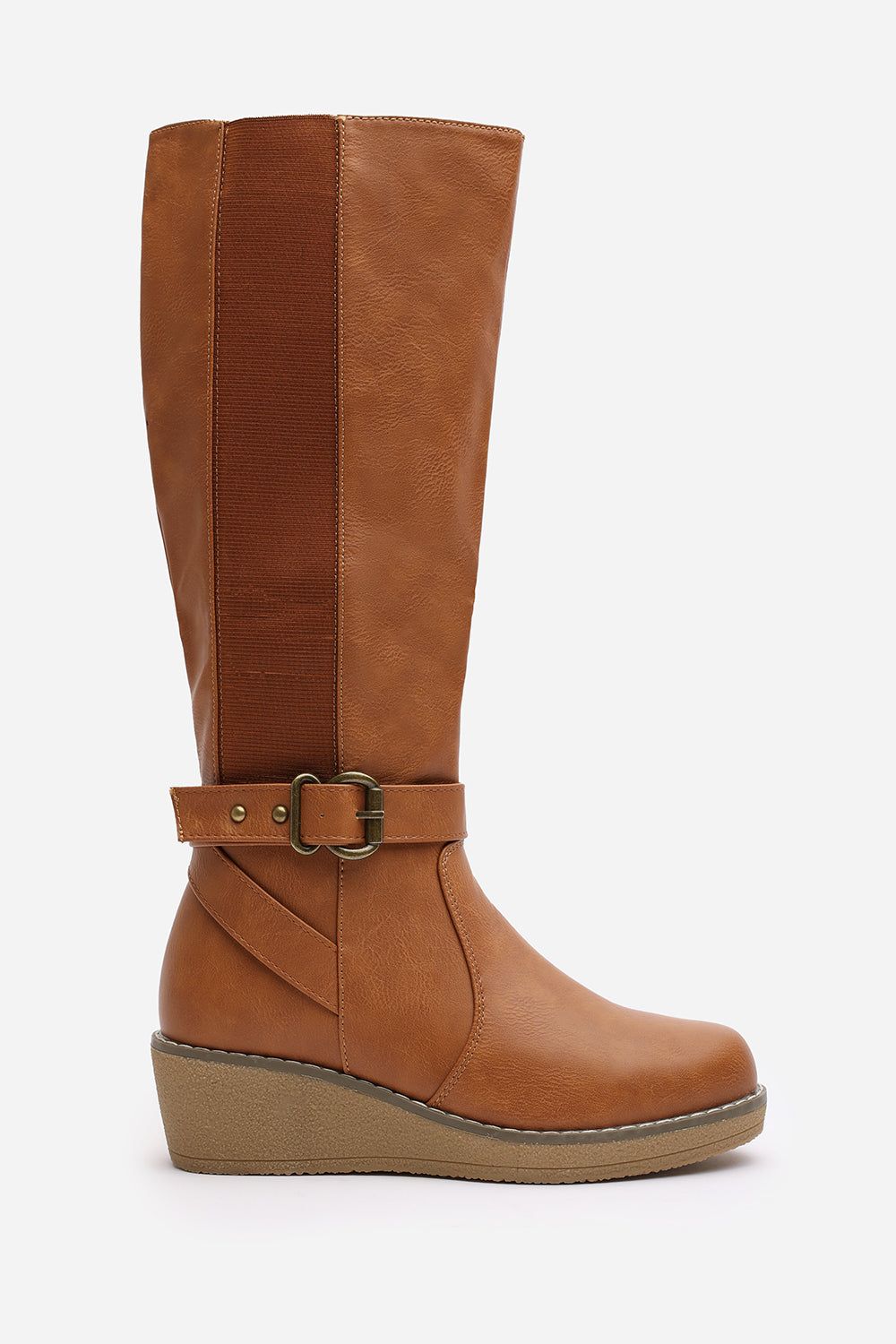 Where's That From 'Regina' Wide Fit Faux Leather Knee High Wedge Boots image 2