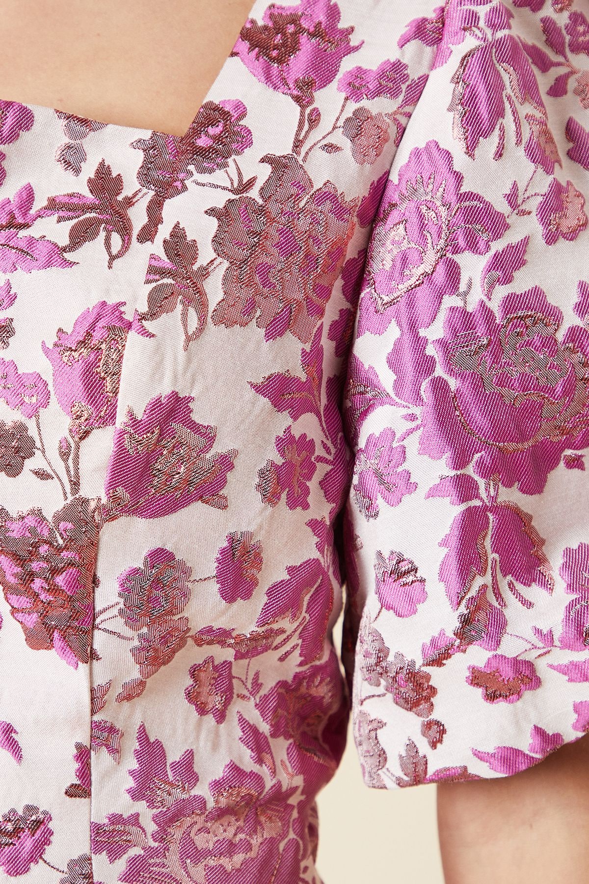 Dorothy Perkins Petite DP Luxe Jacquard Square Neck Mini Dress Pink image 5