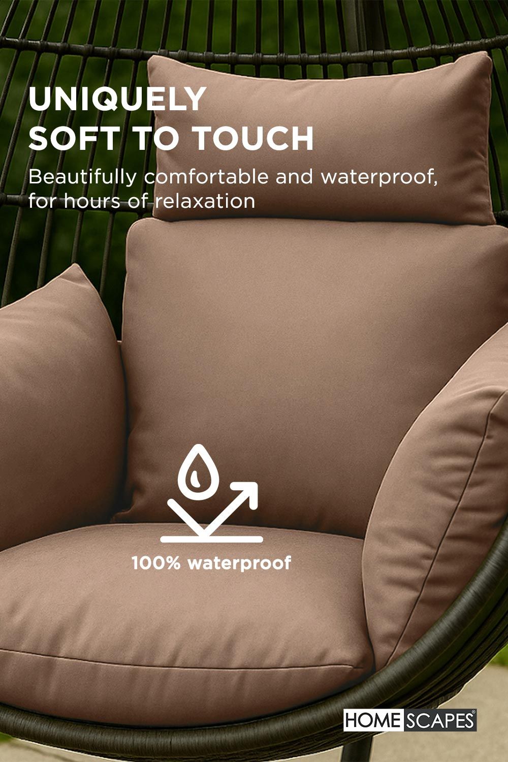 Homescapes Luxury Soft Waterproof Egg Chair Cushion Swing Chair Garden Seat image 3