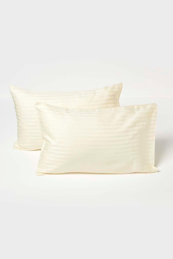 Homescapes Cotton Stripe Kids Pillowcases 40 x 60 cm 330 Thread Count, 2 Pack