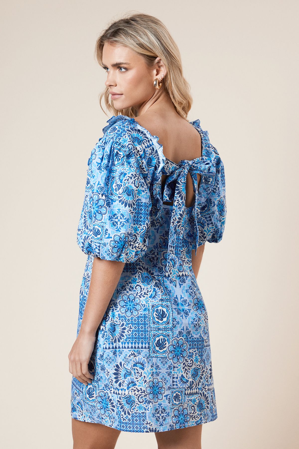 Dorothy Perkins Petite Ruffle Front Mini Dress Blue image 3