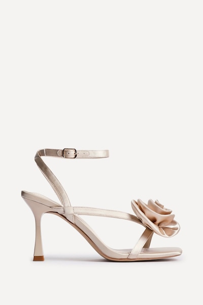 Linzi Valentine Champagne Satin Stiletto Heeled Sandals